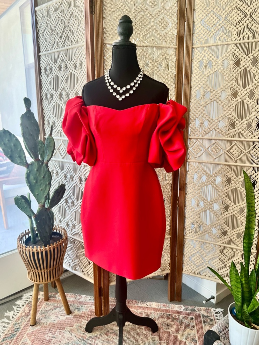 BCBGMaxAzria Off-Shoulder Puff-Sleeve Mini Dress